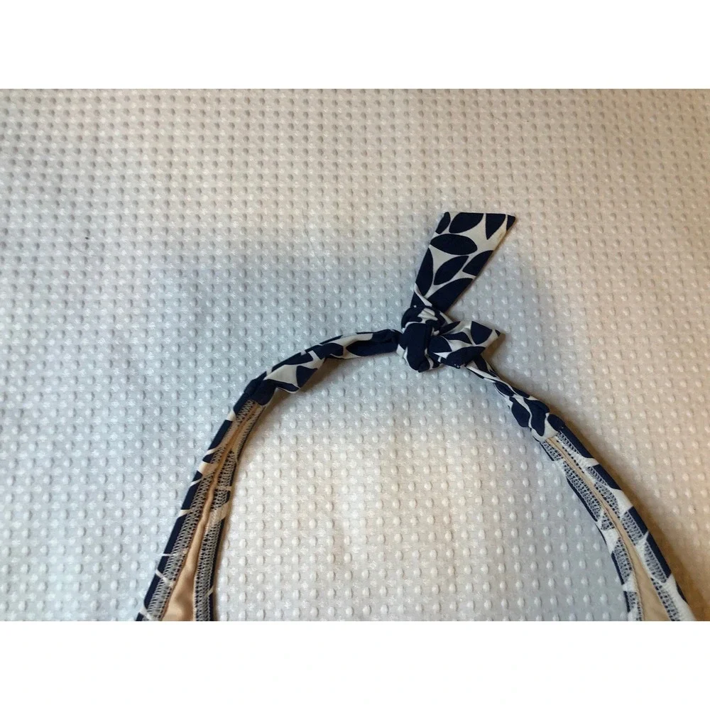 Lands End - Women's Tankini Size 12 - Navy Blue & White - Adjustable Tie @ Neck